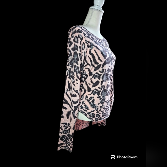 Charlie B Large Pink Leopard Long Sleeve Stretchy Top - Picture 5 of 9